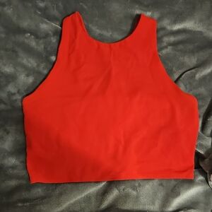 Athleta Red Fitted Crop Tank Top